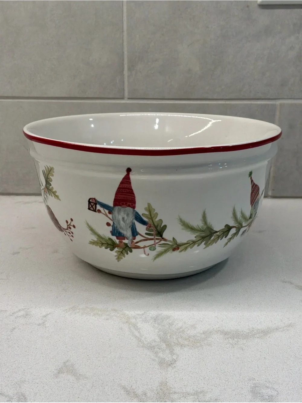 Pottery Barn Forest Gnome Serving Bowl Small Sz Nesting Set Holiday Christmas